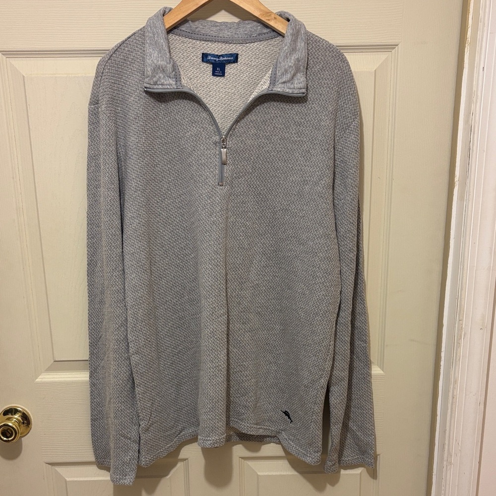 Tommy Bahama Men's Light Gray Zip-Up Sweater